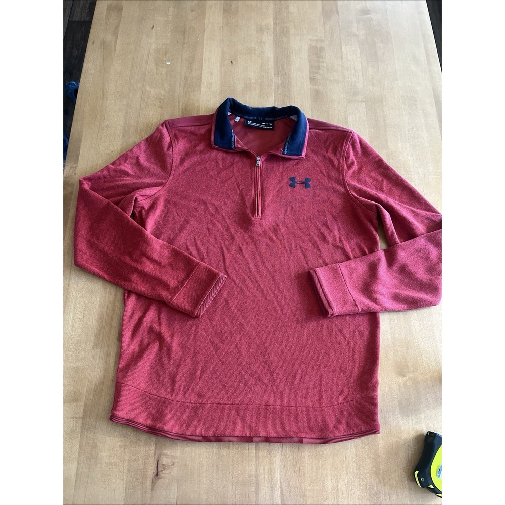 Under Armour Coldgear Golf Sweater Fleece 1/4 Loose Zip Pullover Red Men's M